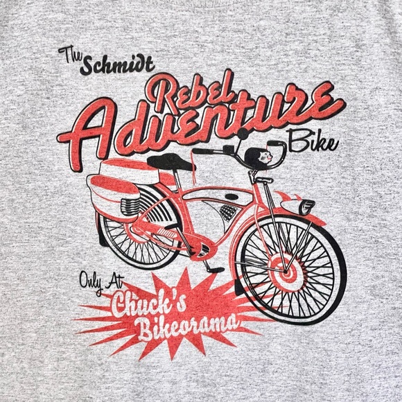NEW Pee Wee The Schmidt Rebel Adventure Bike Graphic Gray T Shirt Adult size XL - Picture 3 of 6